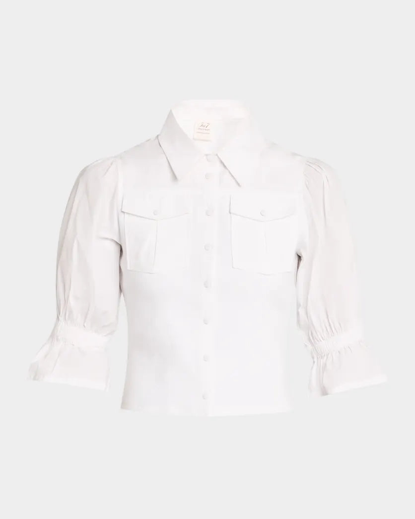 Cinq A Sept Lyric Puff-Sleeve Top