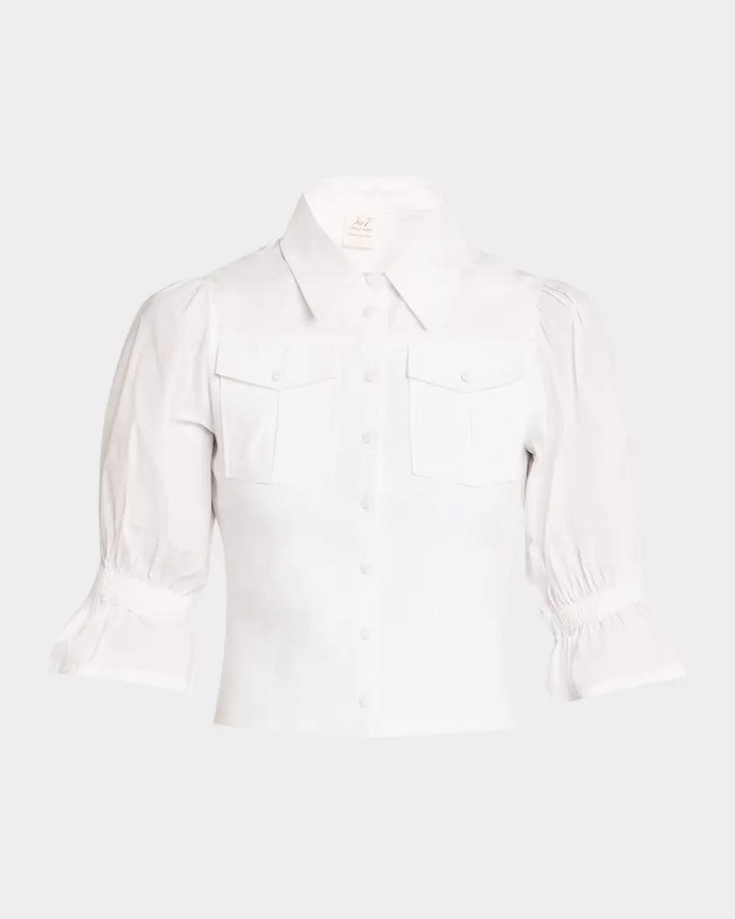 Cinq A Sept Lyric Puff-Sleeve Top
