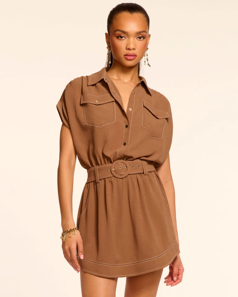 Ramy Brook Bess Stitched Belted Mini Dress