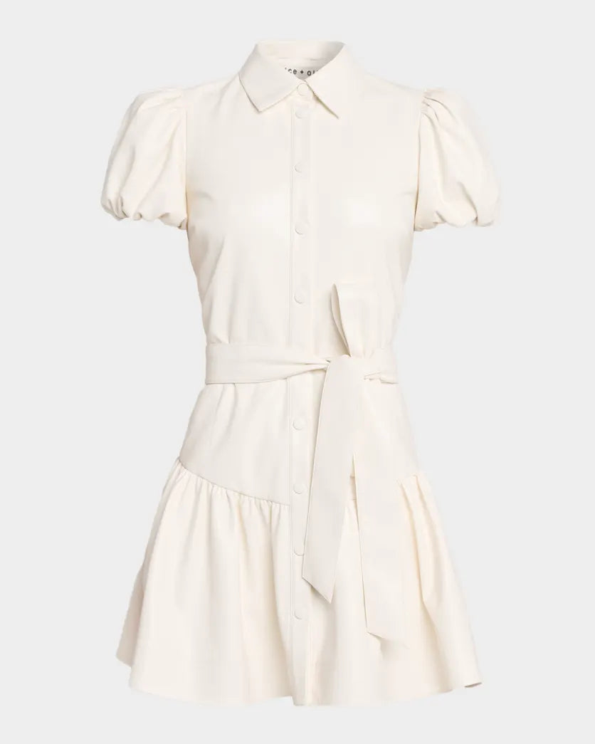 Alice and Olivia Henrietta Vegan Leather Mini Dress