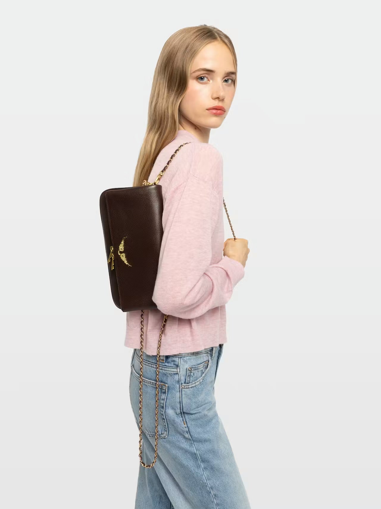 Zadig & Voltaire Rock Clutch- brownie
