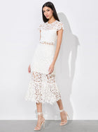 Alice and Olivia Clover Open Back Lace Midi Dress