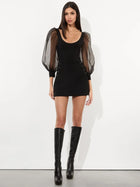 Alice and Olivia Jillianne Scoop Neck Puff Sleeve Bodysuit