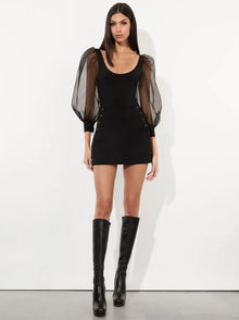 Alice and Olivia Jillianne Scoop Neck Puff Sleeve Bodysuit