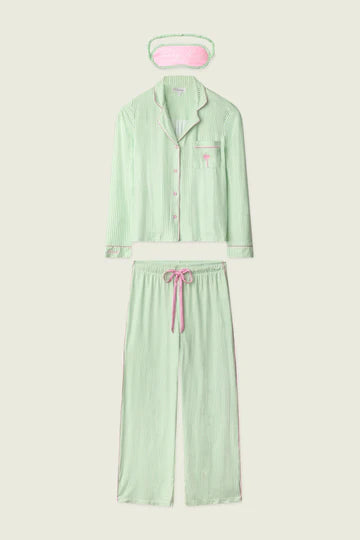 PJ Salvage Pupcation Palms Kiwi Stripe 3-Piece PJ Set