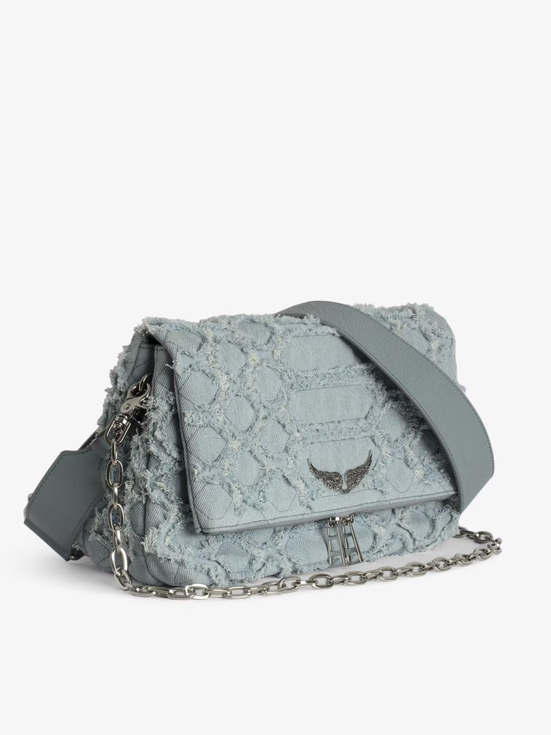 Zadig and Voltaire Rocky Fringe Denim Bag