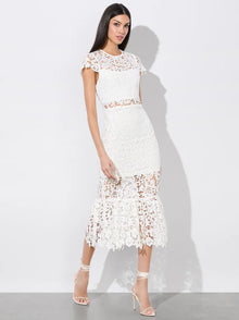 Alice and Olivia Clover Open Back Lace Midi Dress
