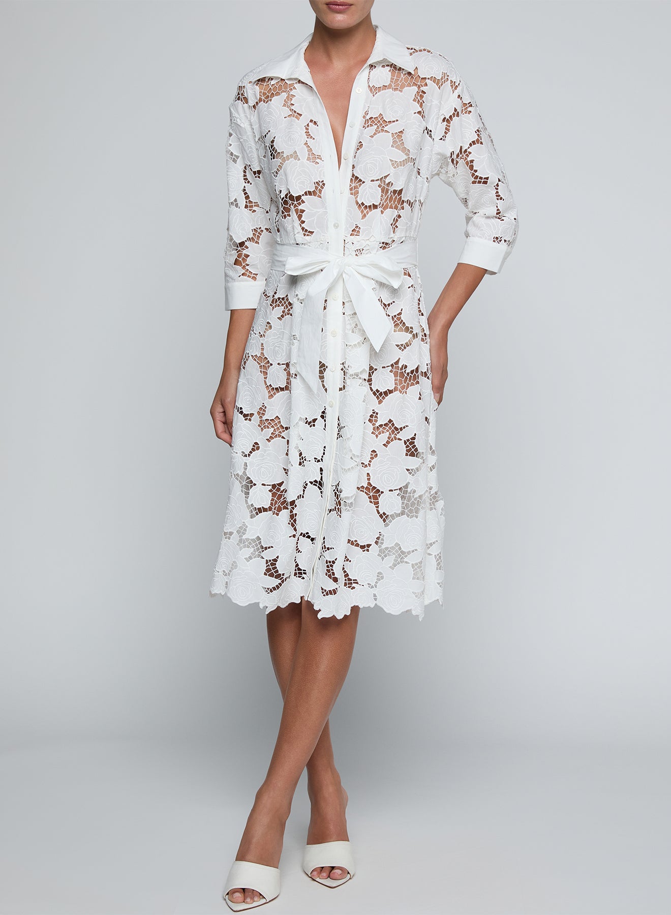 MAY LACE MIDI SHIRT DRESS