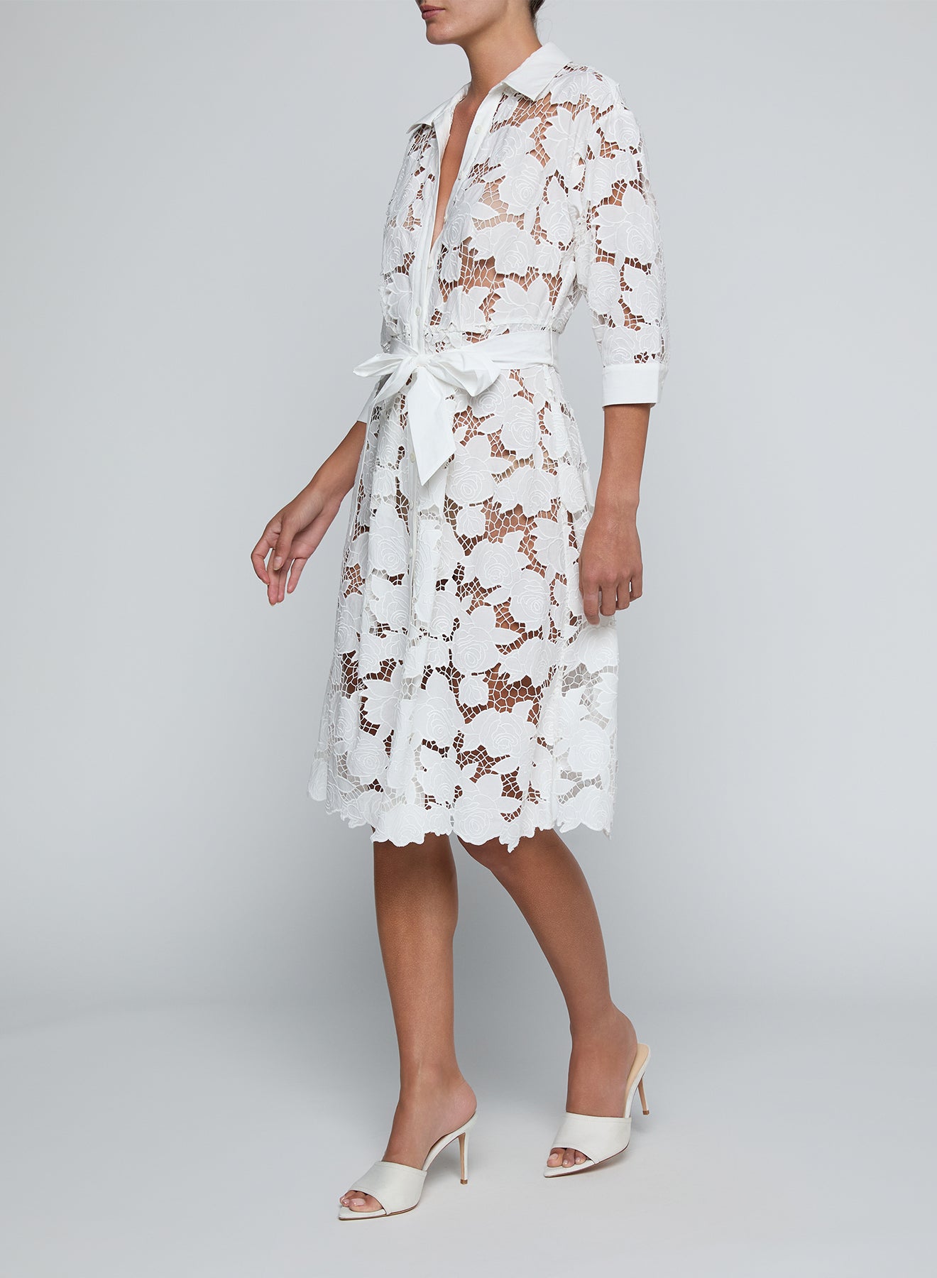 MAY LACE MIDI SHIRT DRESS
