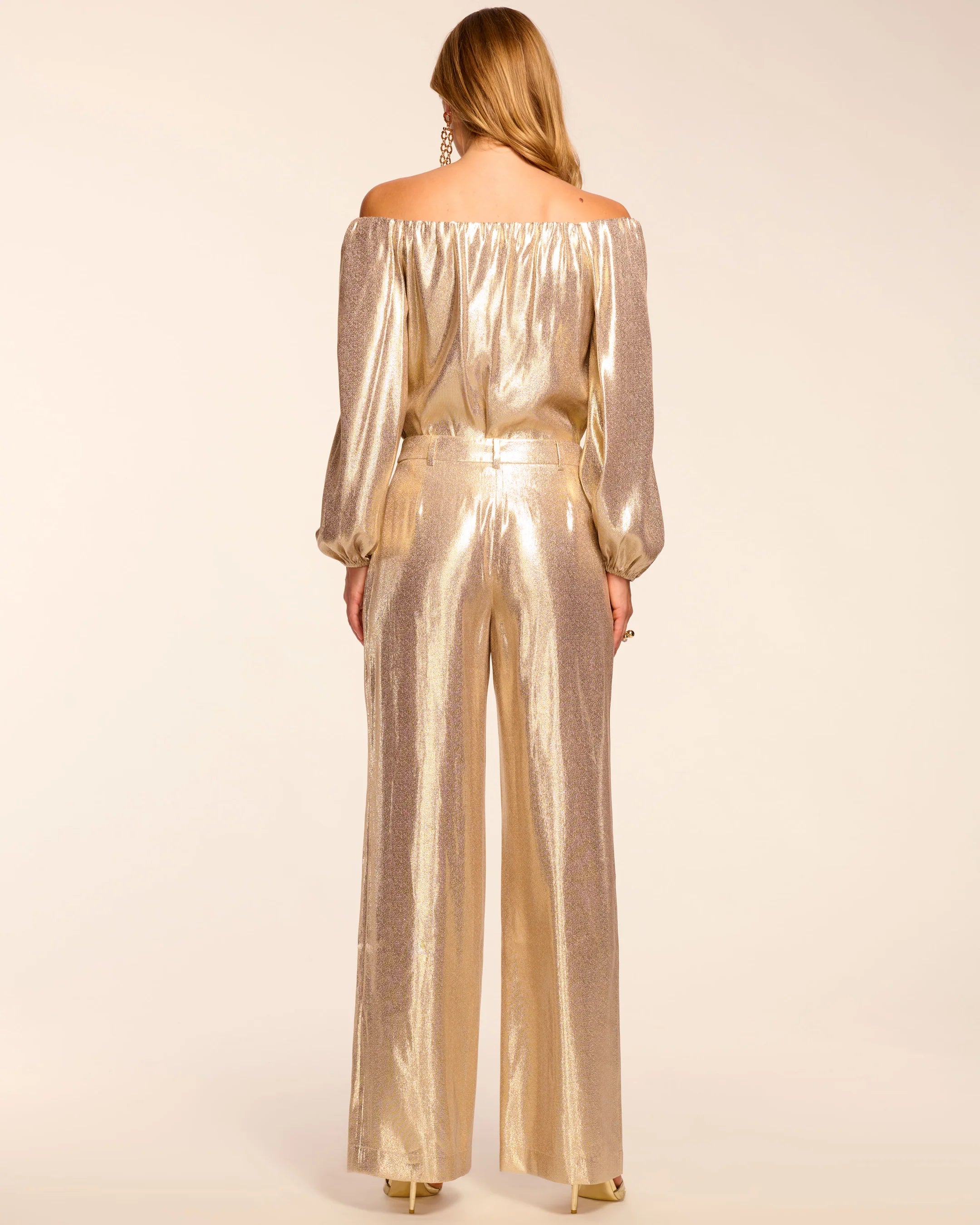 Ramy Brook Izzy Silk Lamé Wide Leg Pant