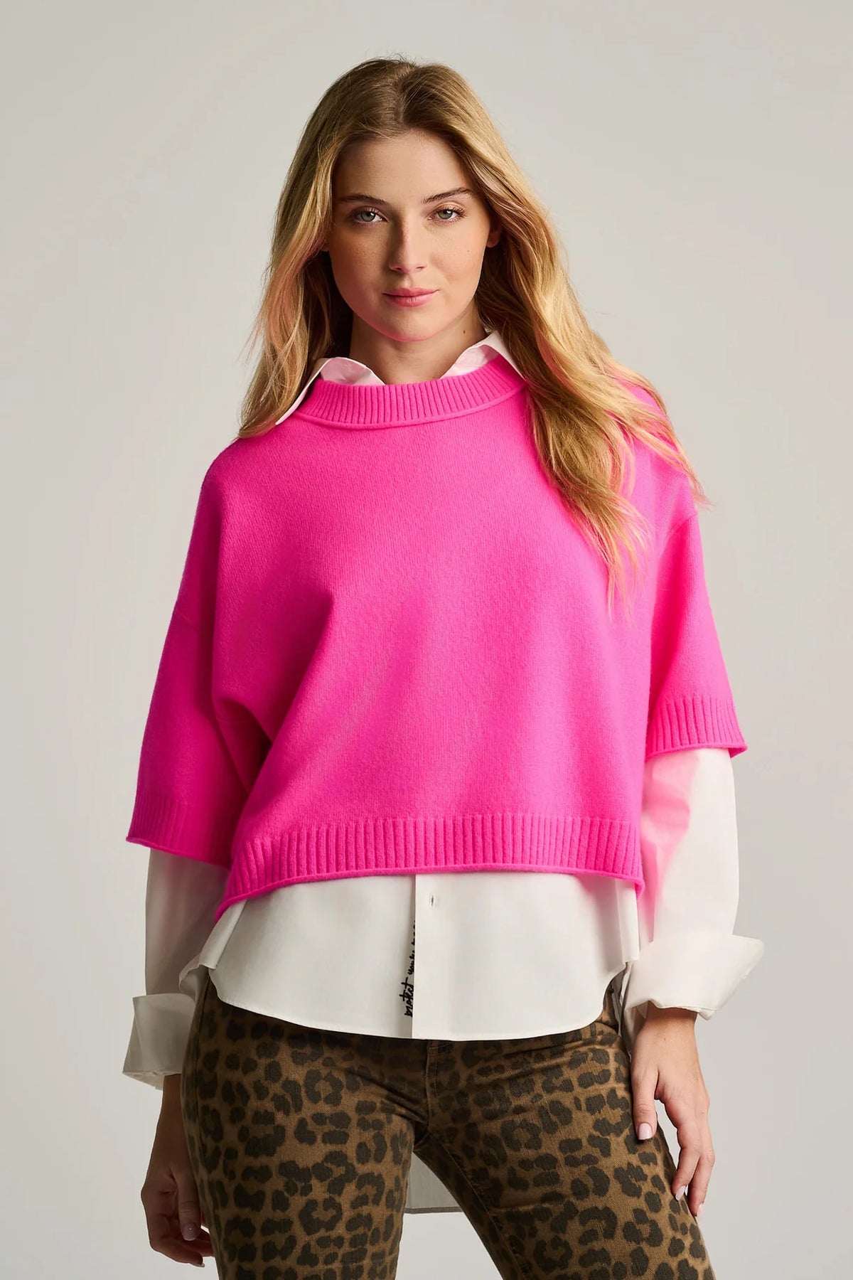Lisa Todd CREW MATE CASHMERE SWEATER- Pink Flash