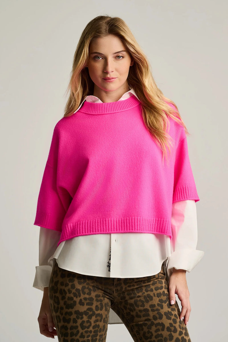 Lisa Todd CREW MATE CASHMERE SWEATER- Pink Flash