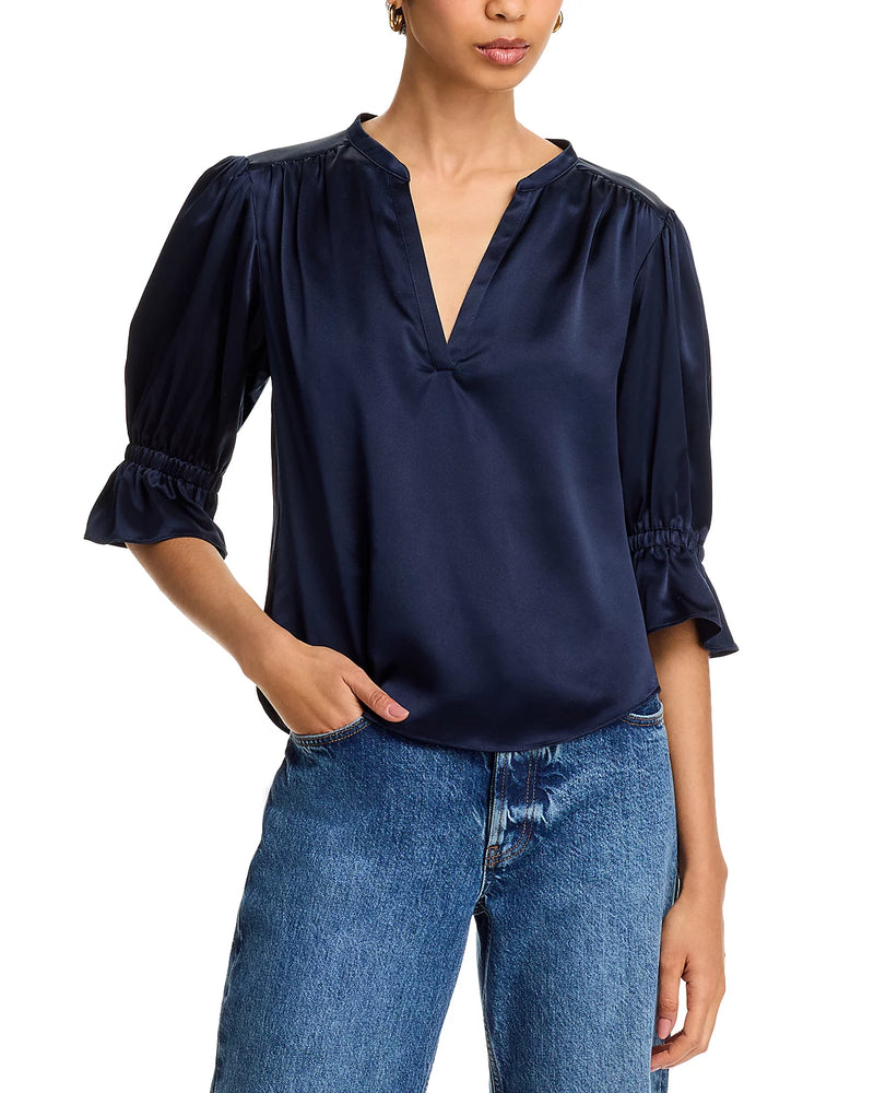 Cinq A Sept Split Neck Fiona Silk Top