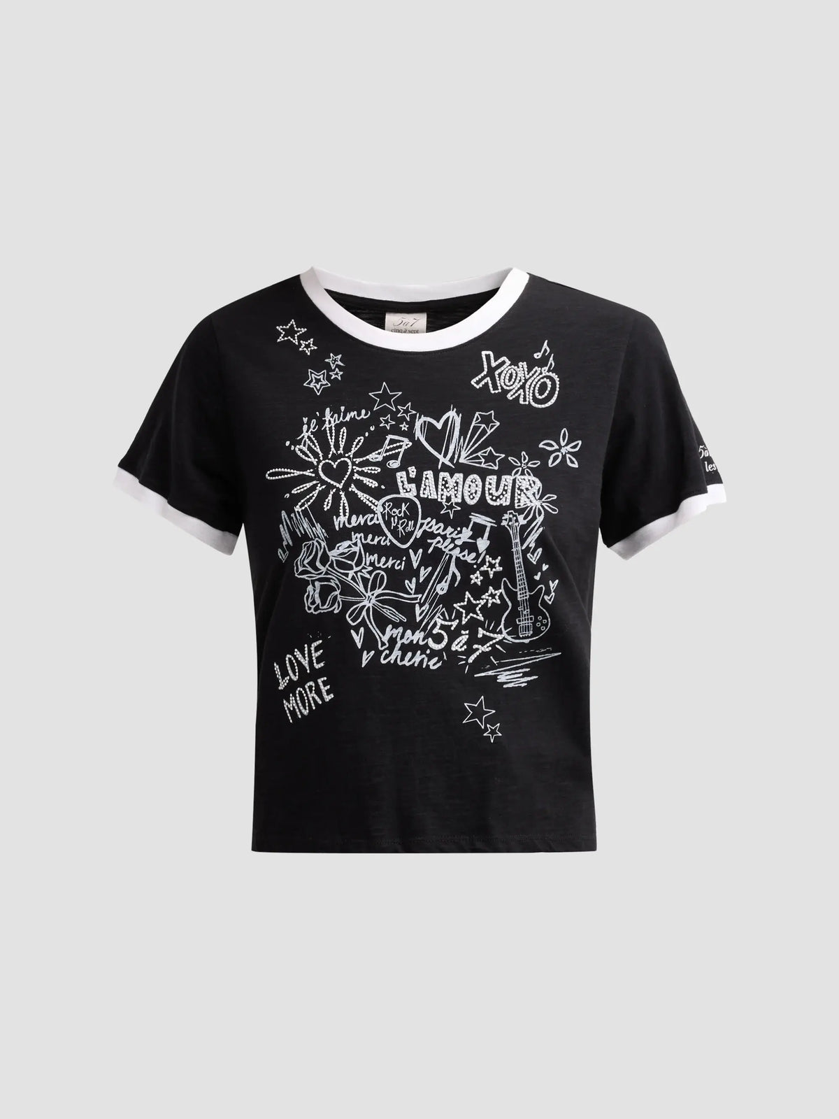 Cinq A Sept L'Amour Doodle Shrunken T-Shirt