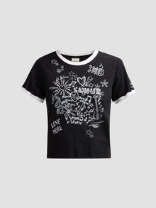Cinq A Sept L'Amour Doodle Shrunken T-Shirt