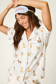 Pj Salvage Meet Me in Pawris Dog Print 3-Piece PJ Set