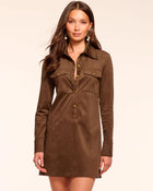 Ramy Brook Maria Faux Suede Long Sleeve Mini Dress