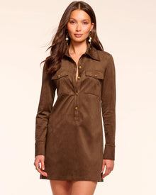 Ramy Brook Maria Faux Suede Long Sleeve Mini Dress
