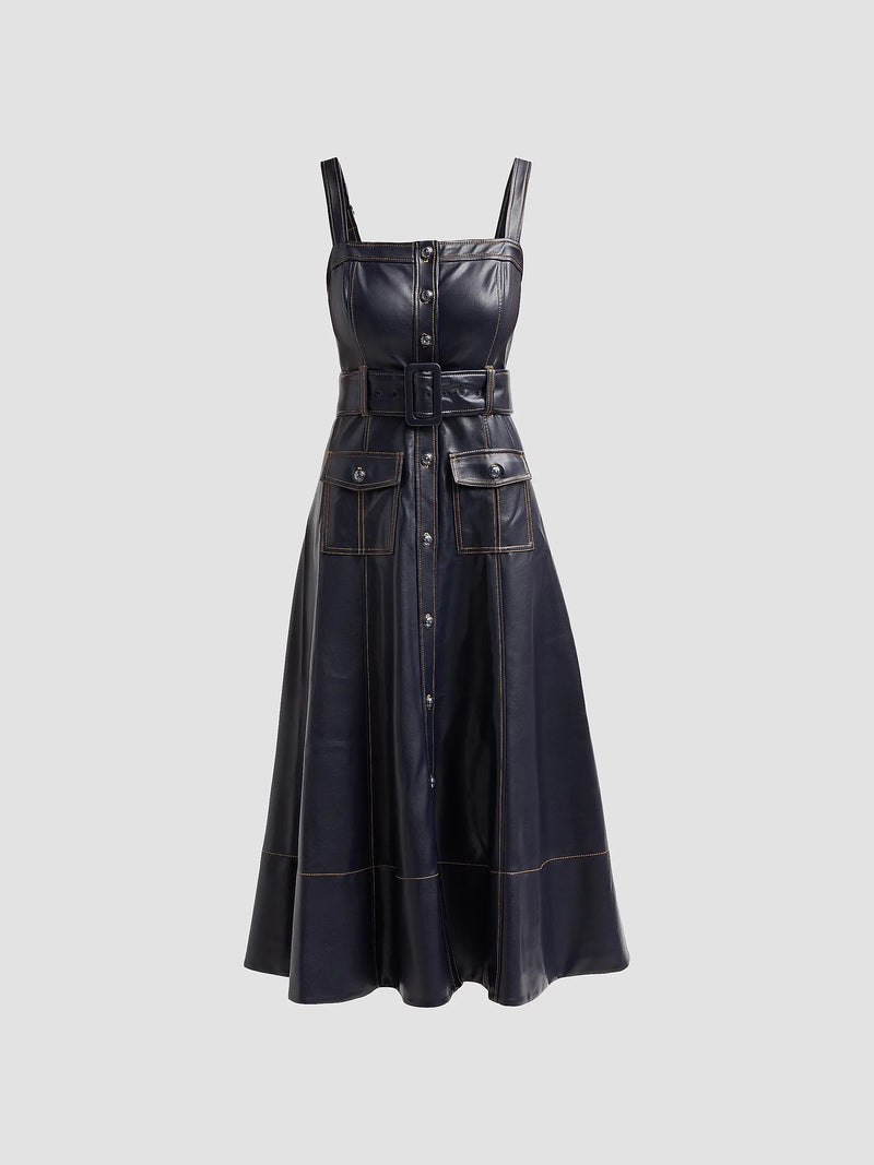 Cinq A Sept Vega Faux-Leather Midi Dressn