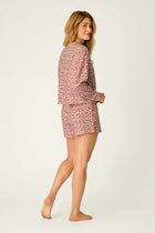 PJ Salvage Boyfriend Boxer Leopard Print Long Sleeve & Shorts PJ Set