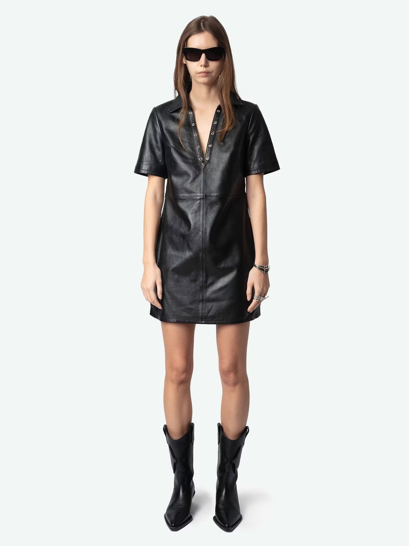 Zadig and Voltaire Ralmy Cuir Lisse Leather Dress