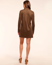 Ramy Brook Maria Faux Suede Long Sleeve Mini Dress