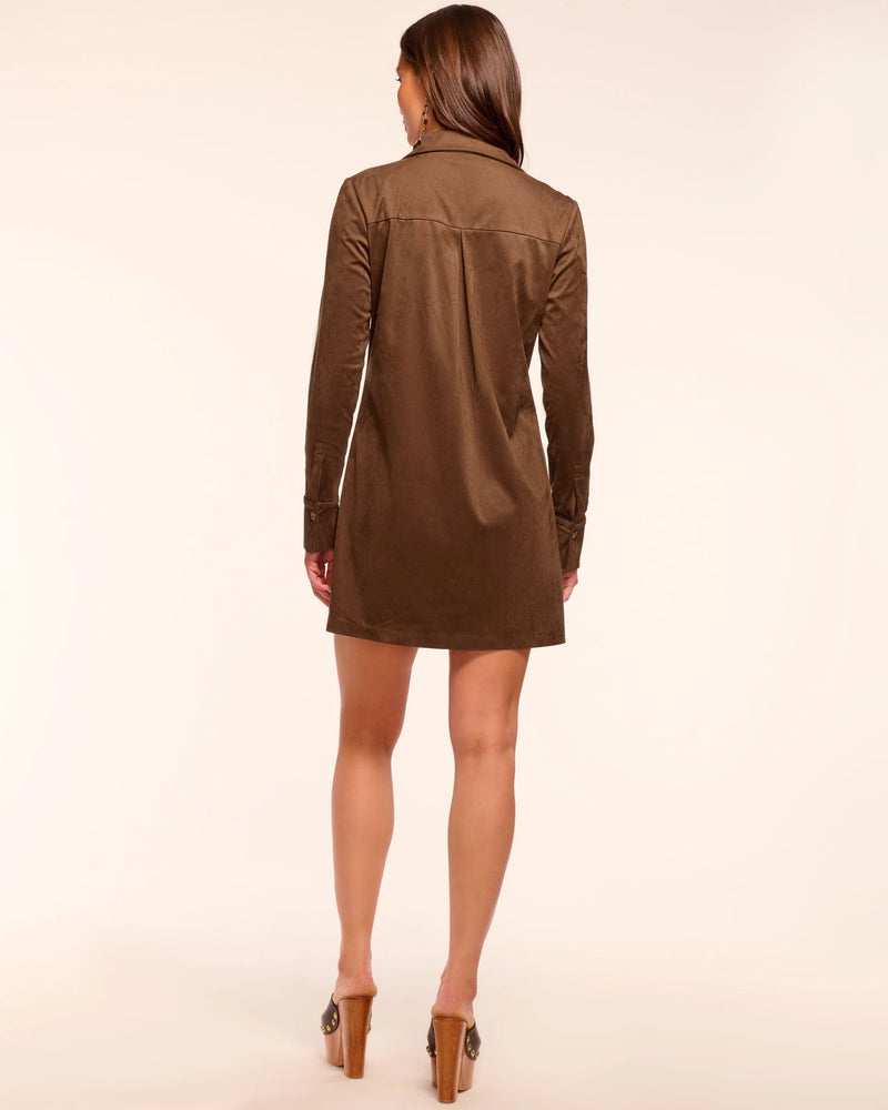 Ramy Brook Maria Faux Suede Long Sleeve Mini Dress