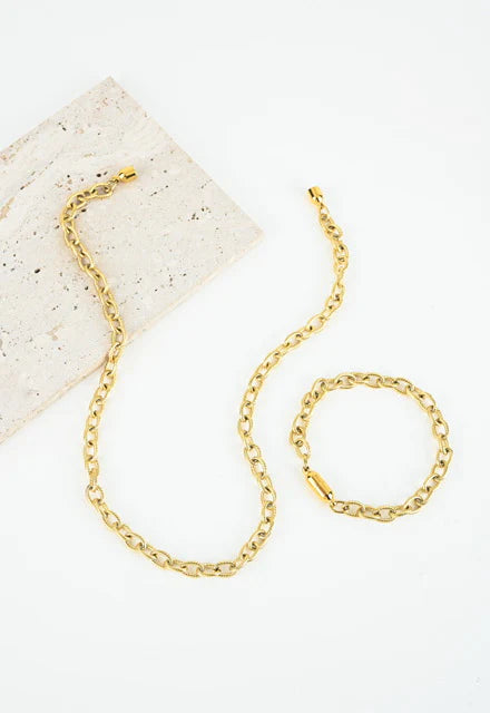 A Wink of Yellow Magnetic-link Chain necklace & Bracelet set
