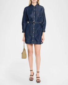 Cinq A Sept  Leona Chambray Belted Mini Shirtdress