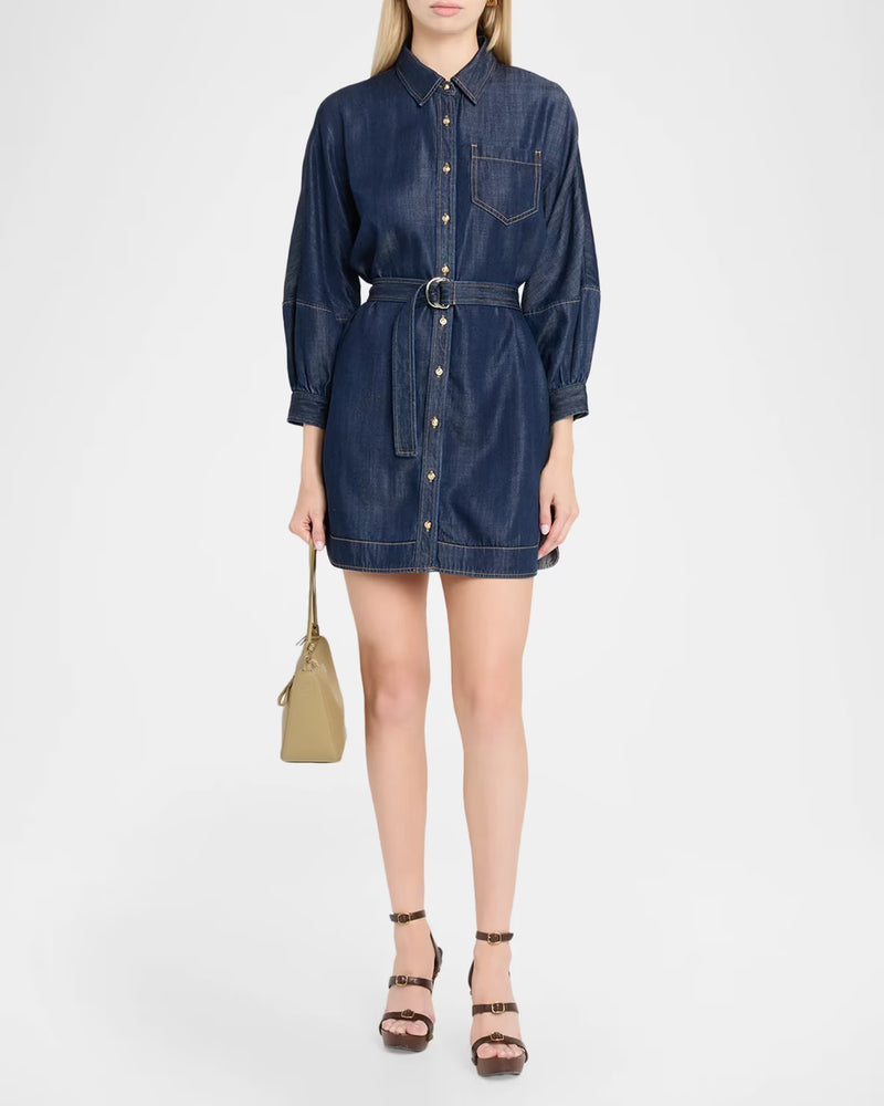 Cinq A Sept  Leona Chambray Belted Mini Shirtdress