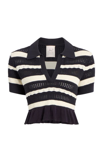 Cinq A Sept Elvire Knit Polo Pullover Top