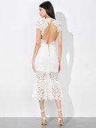 Alice and Olivia Clover Open Back Lace Midi Dress