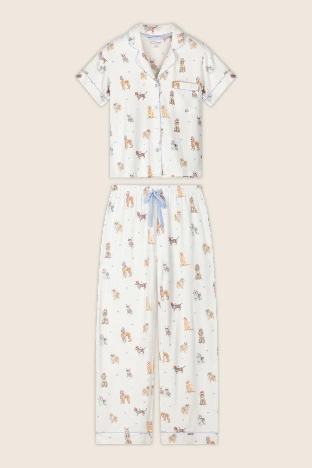 Pj Salvage Meet Me in Pawris Dog Print 3-Piece PJ Set