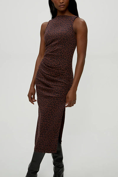 Michael Stars Reign Knife Neck Midi Pleated Dress