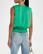 Ramy Brook Salina Satin Wrap Blouse