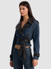 Alice and Olivia Keith Cropped Denim Trench Jacket