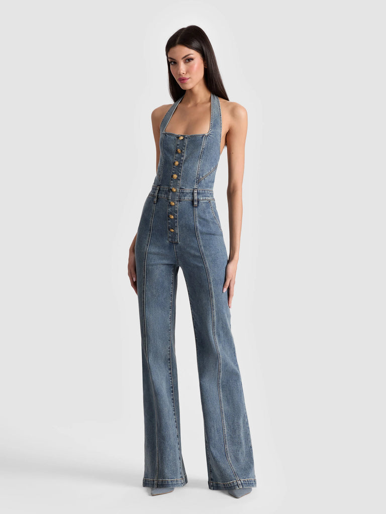 Alice and Olivia Pennie Denim Jumpsuit