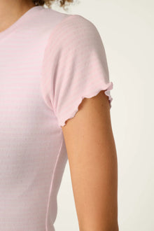 Pj Salvage Pretty Stripes Tender Pink Pointelle Short Sleeve Top