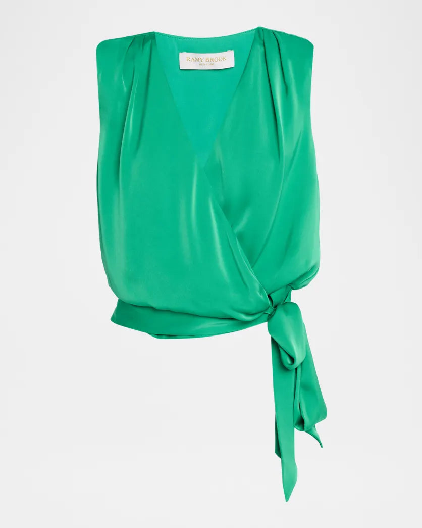 Ramy Brook Salina Satin Wrap Blouse