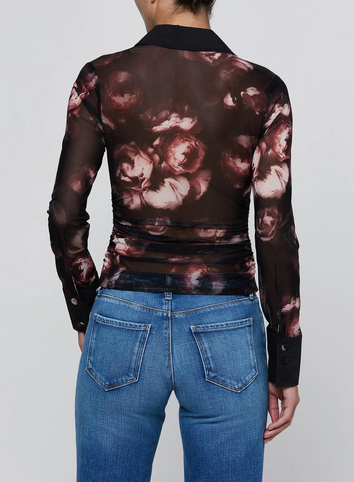 L’ Agence Isola L/S Mesh Button Up Blouse