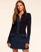 Ramy Brook Ellen Tweed Knit Combo Mini Dress