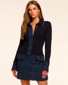 Ramy Brook Ellen Tweed Knit Combo Mini Dress