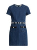 Cinq A Sept Giana Denim Pearl-Embellished Minidress