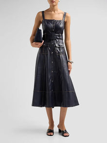 Cinq A Sept Vega Faux-Leather Midi Dressn