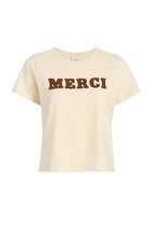 Cinq A Sept Leather Appliqué Merci Shrunken Tee