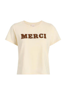 Cinq A Sept Leather Appliqué Merci Shrunken Tee