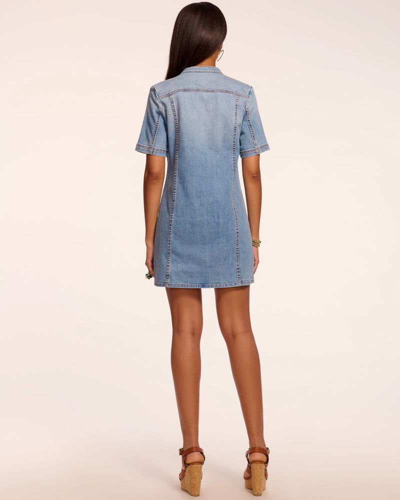 Ramy Brook Skylar Short Sleeve Braided Denim Dress