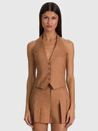 Alice and Olivia Erica Collarless Deep V Neck Vest