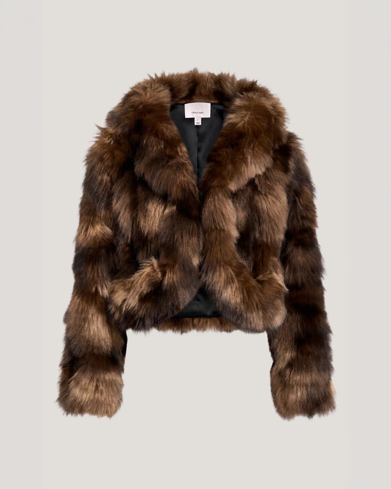Cinq A Sept Sybella Patchwork Faux Fur Coat