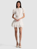 Alice and Olivia Loryn Embroidered Short Sleeve Shirt Dress